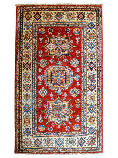  アフガニスタン手織り絨毯 ガズニーウール カザックデザイン 150×98cm