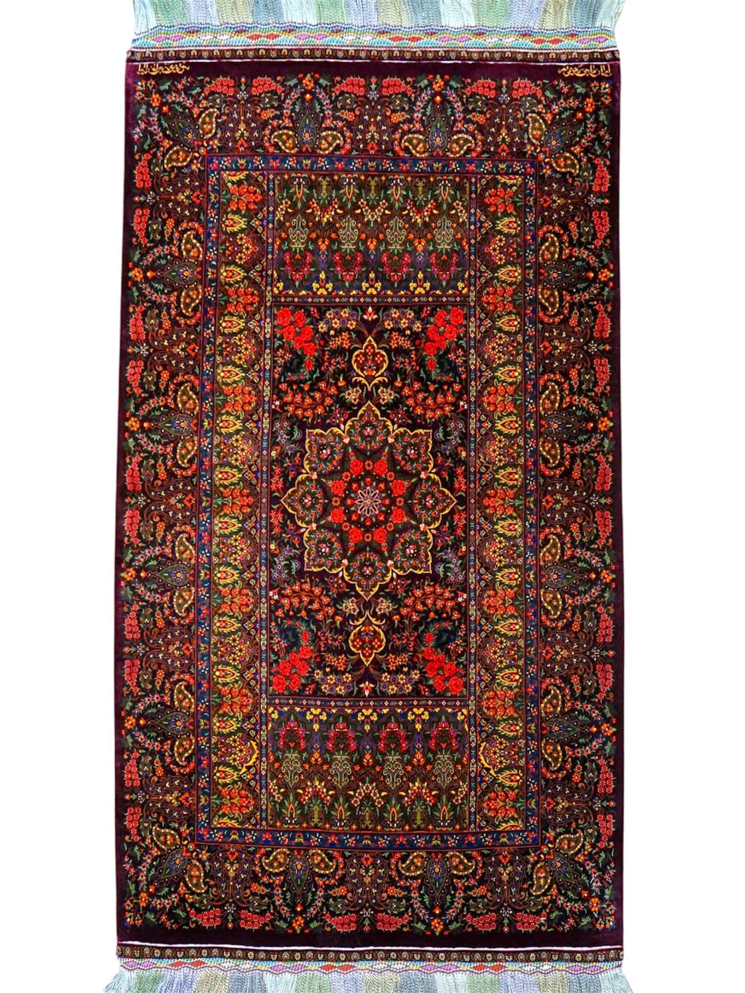  ペルシャ絨毯 クム産 シルク100％ ハジラヒミ工房 130×79cm