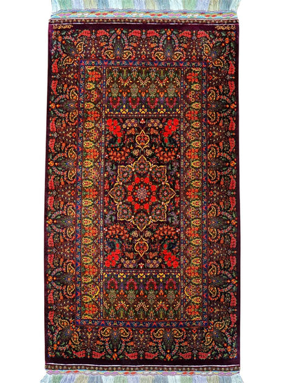  ペルシャ絨毯 クム産 シルク100％ ハジラヒミ工房 130×79cm