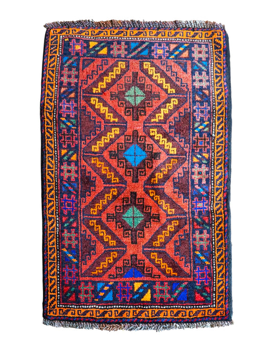 アフガン バルーチ ヴィンテージ絨毯 79×53cm｜手織りトライバルラグ