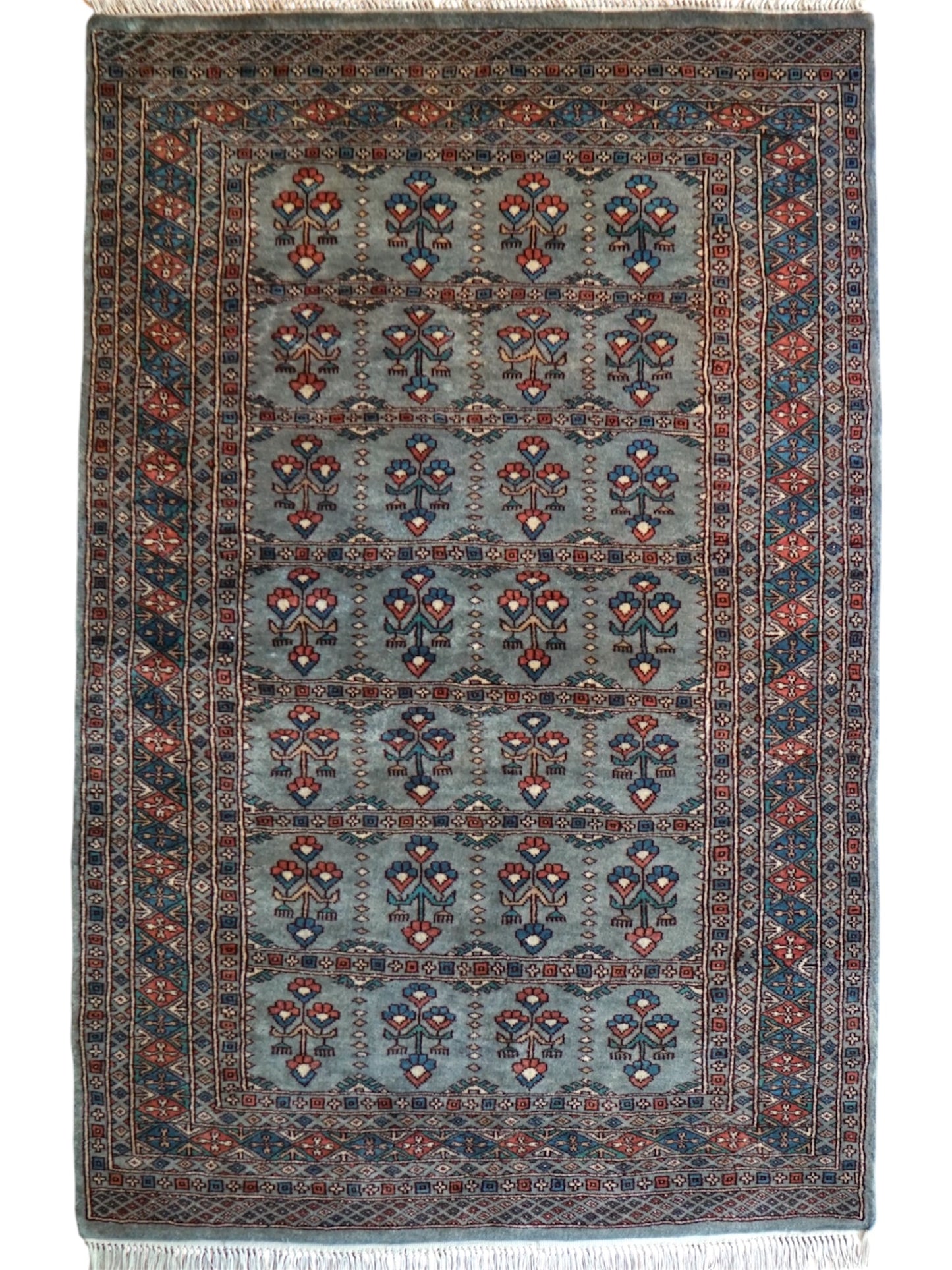  パキスタン手織り絨毯 132×92cm｜花瓶文様が美しい メリノウールの手織り絨毯