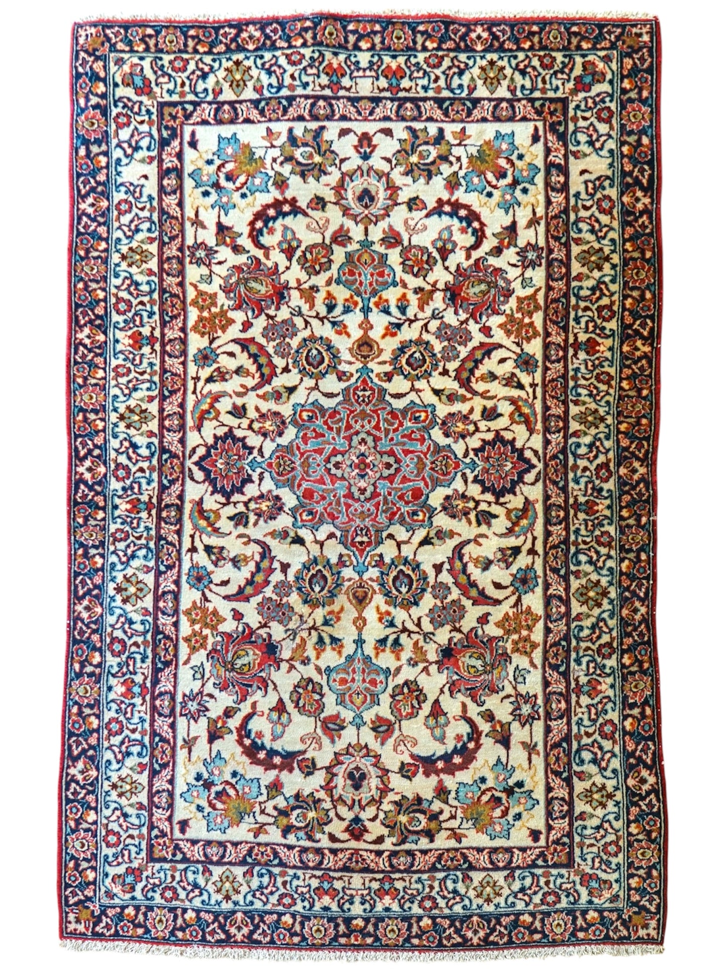  ペルシャ絨毯 オールド カシャーン産 140×88cm｜1950年代 コルクウール 手織りヴィンテージラグ