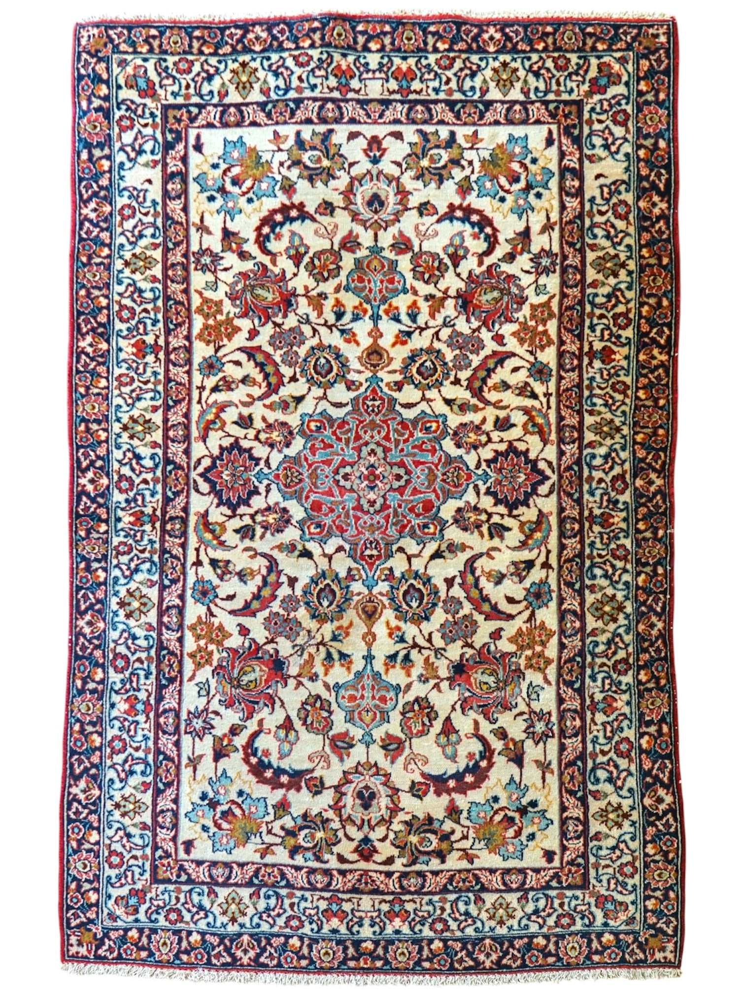  ペルシャ絨毯 オールド カシャーン産 140×88cm｜1950年代 コルクウール 手織りヴィンテージラグ