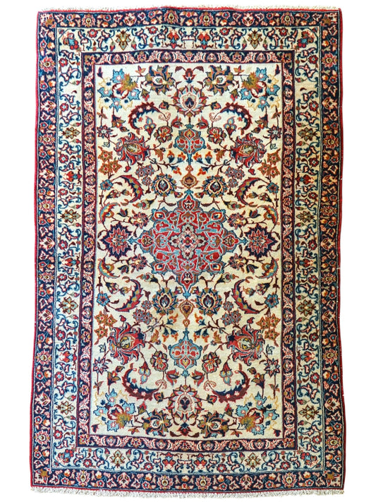  ペルシャ絨毯 オールド カシャーン産 140×88cm｜1950年代 コルクウール 手織りヴィンテージラグ