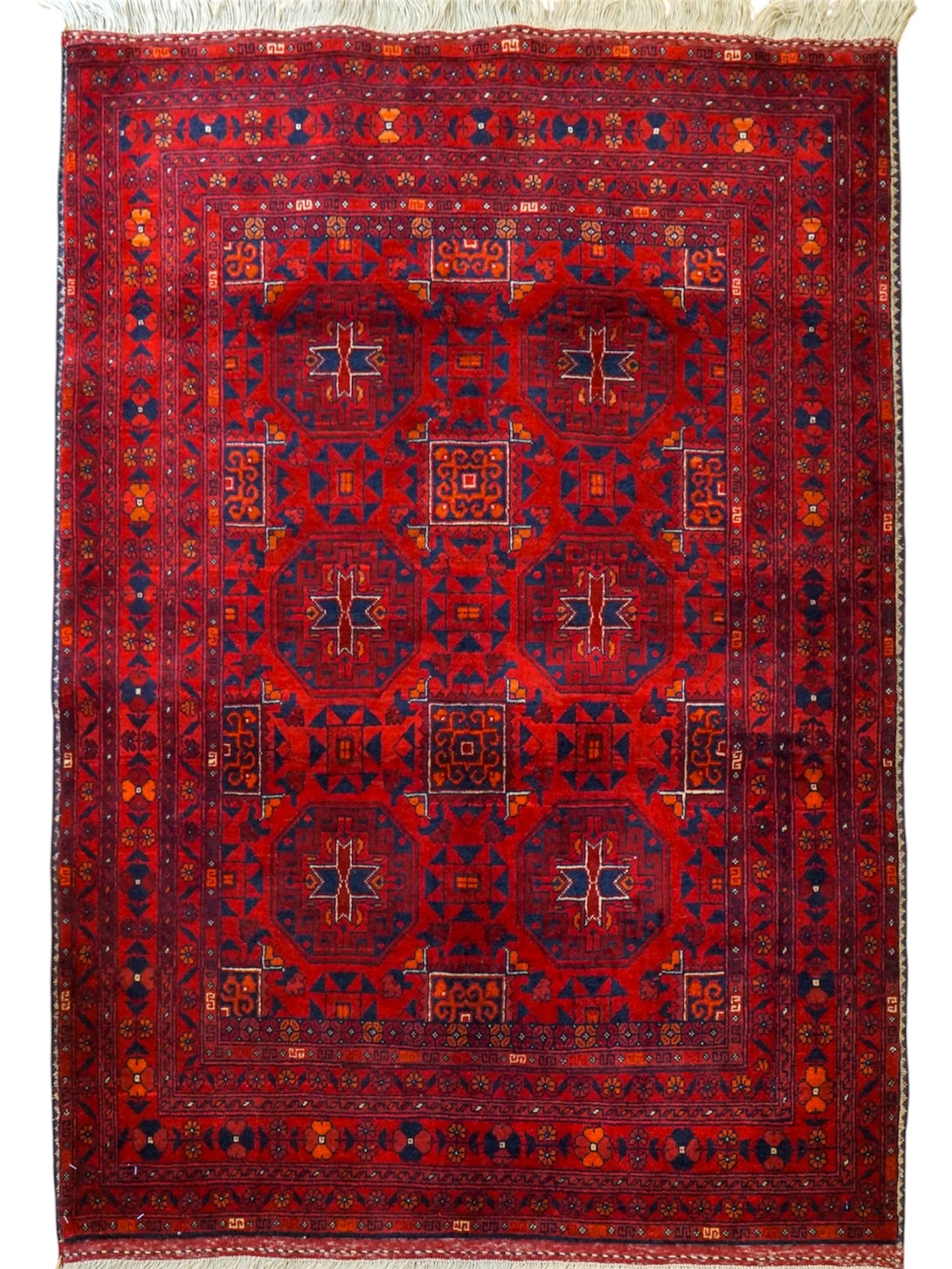  アフガン手織り絨毯 カールモハメディ Biljik最高品質 143×102cm｜メリノウール100％・トライバルラグ