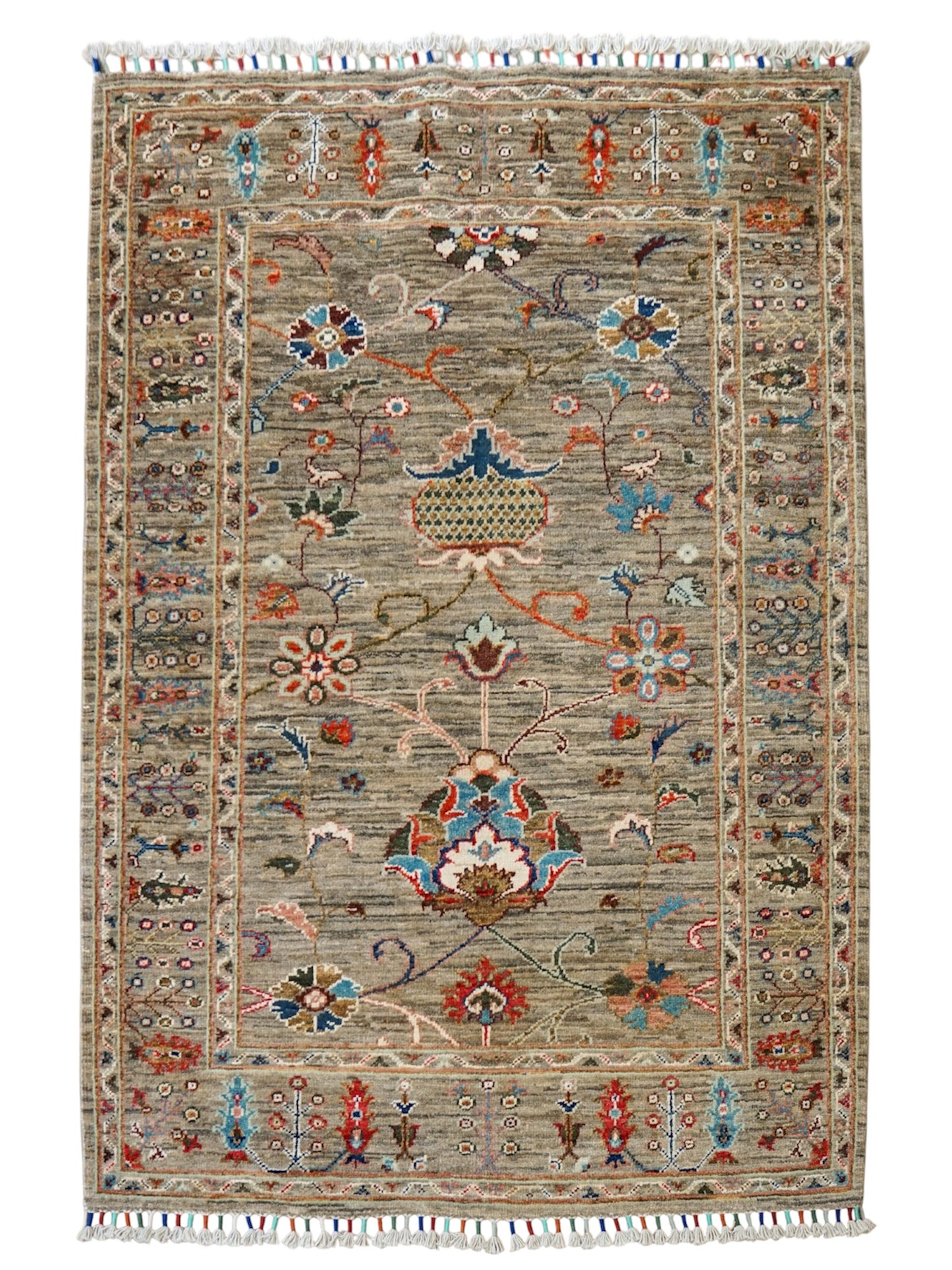  アフガニスタン手織り絨毯 ガズニウール（チョビラグ）142×104cm｜草木染め・手紡ぎウール