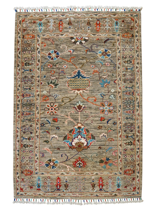  アフガニスタン手織り絨毯 ガズニウール（チョビラグ）142×104cm｜草木染め・手紡ぎウール