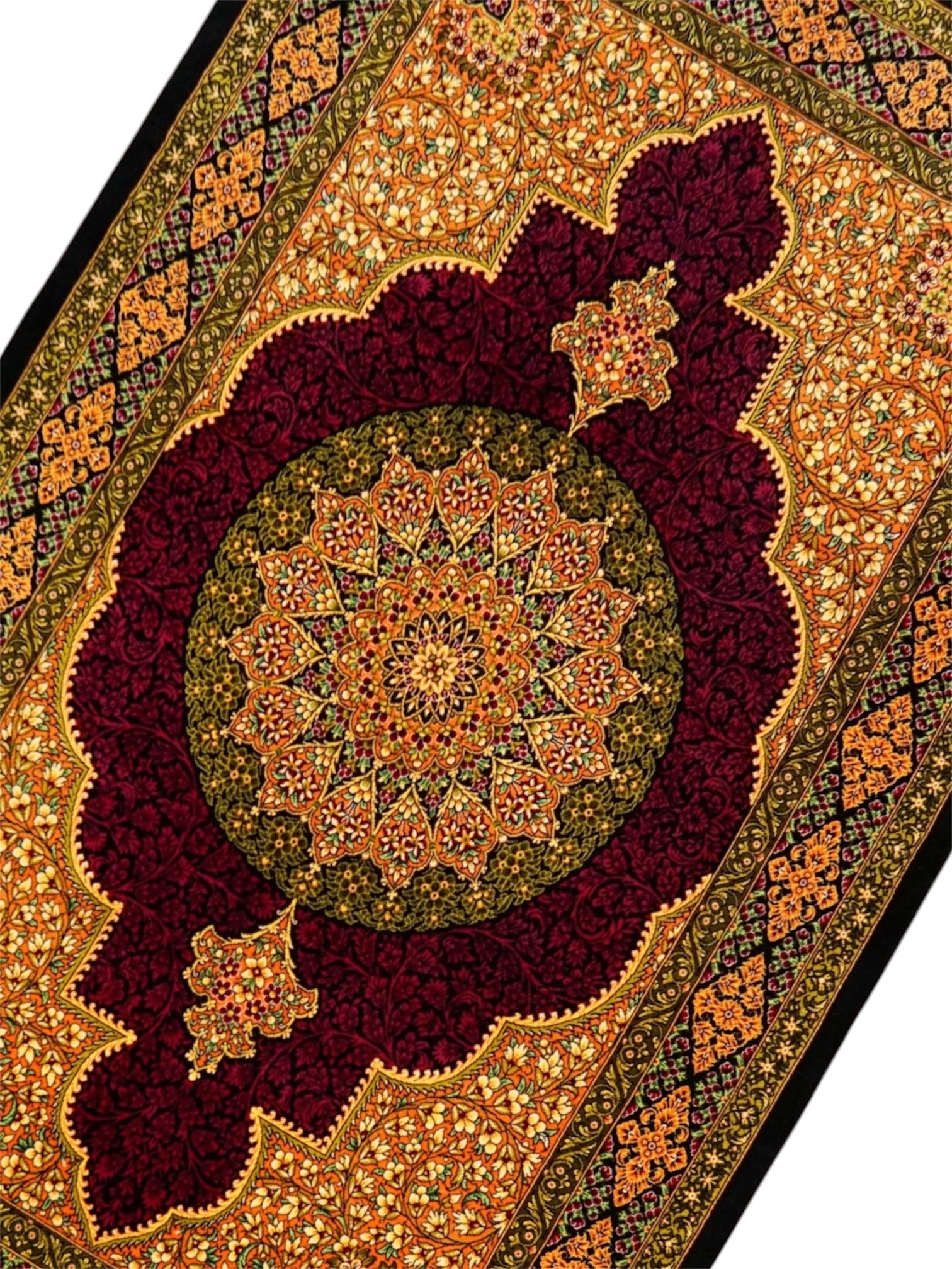  手織りペルシャ絨毯 クム産  ダラクシャンダ工房 122×78cm   シルク100%