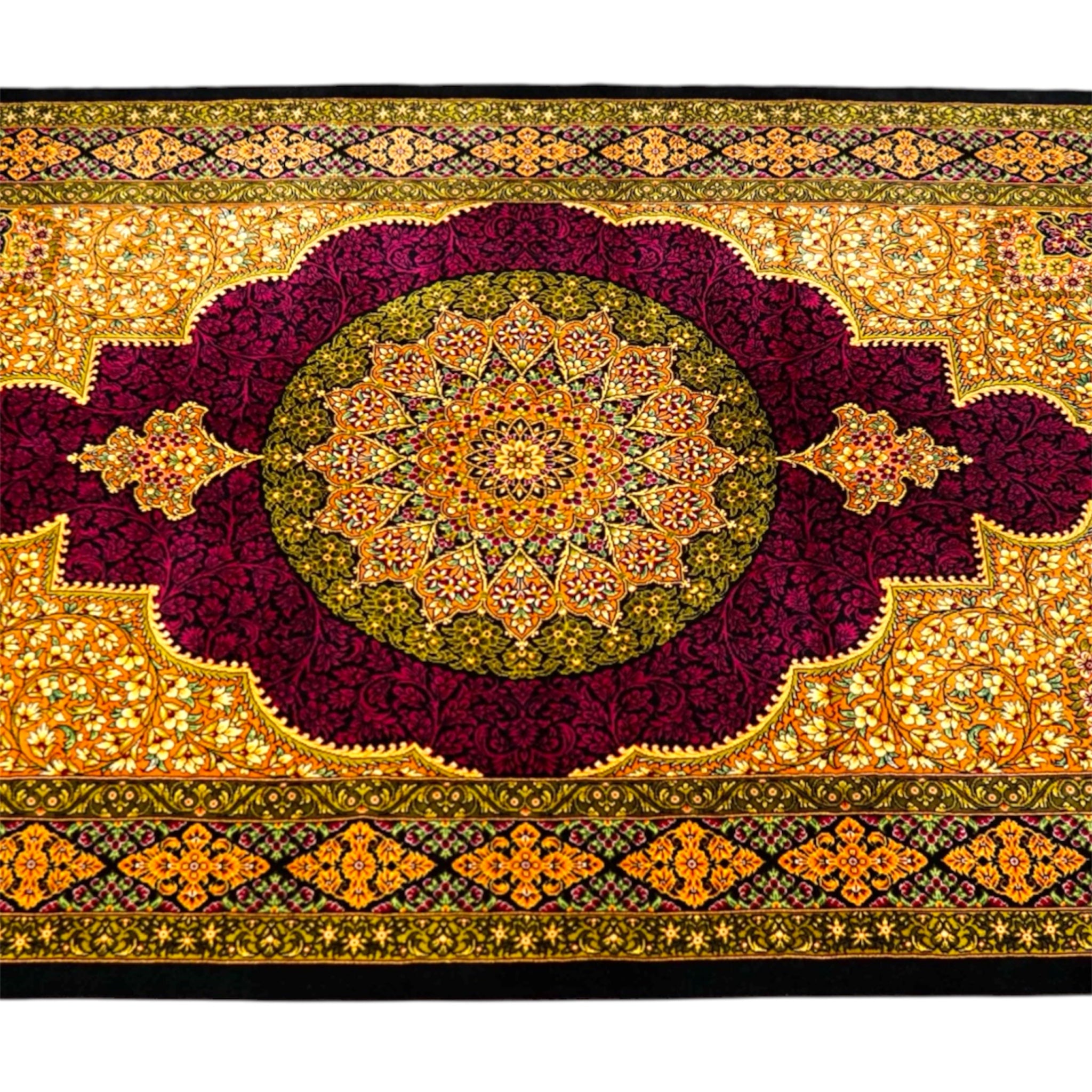 手織りペルシャ絨毯 クム産 ダラクシャンダ工房 122×78cm シルク100