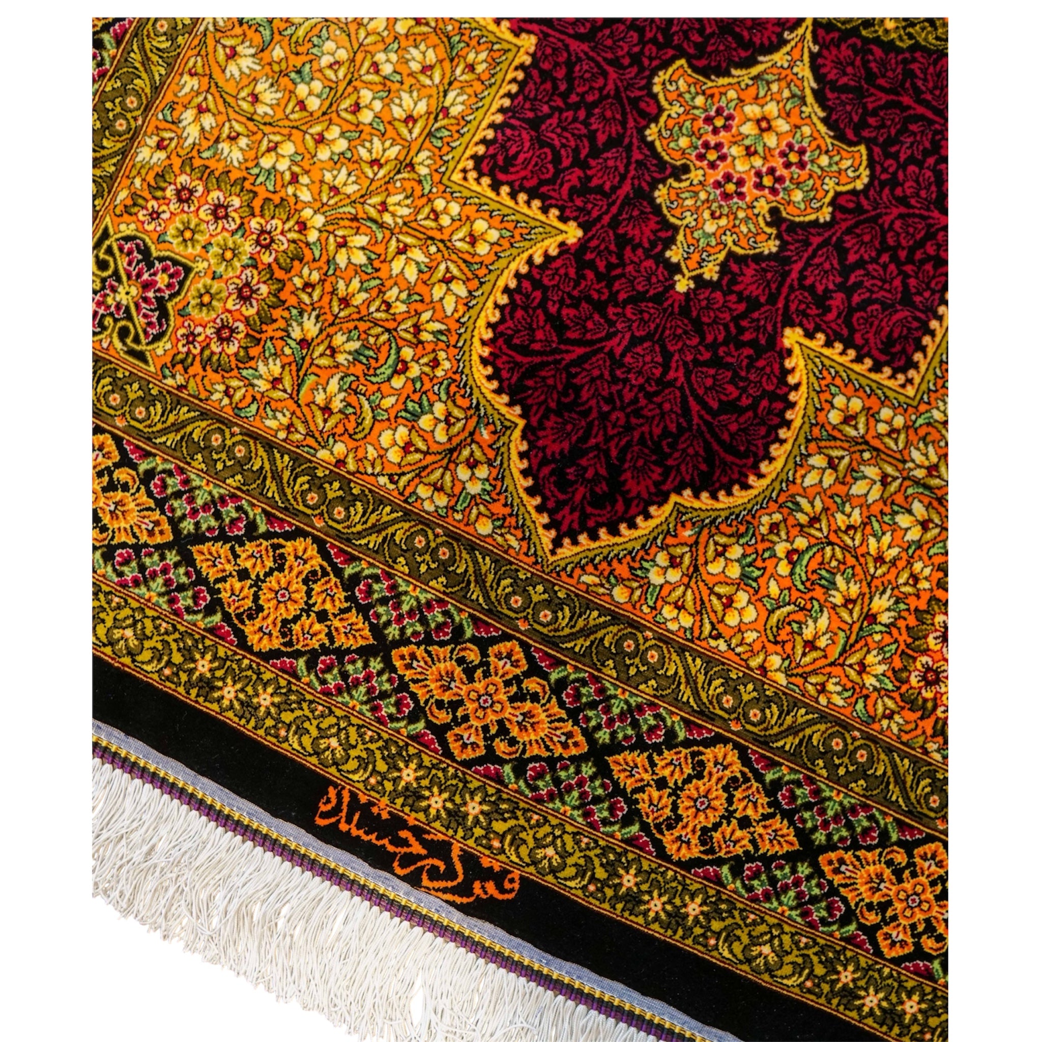 手織りペルシャ絨毯 クム産 ダラクシャンダ工房 122×78cm シルク100