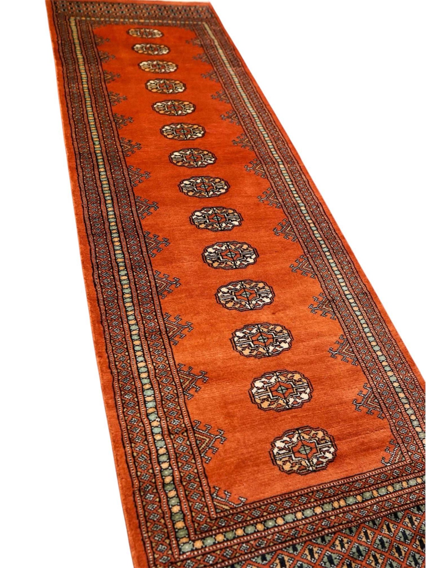  256×78cm パキスタン手織り絨毯 トルクメン ボハララグ