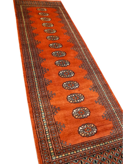  256×78cm パキスタン手織り絨毯 トルクメン ボハララグ