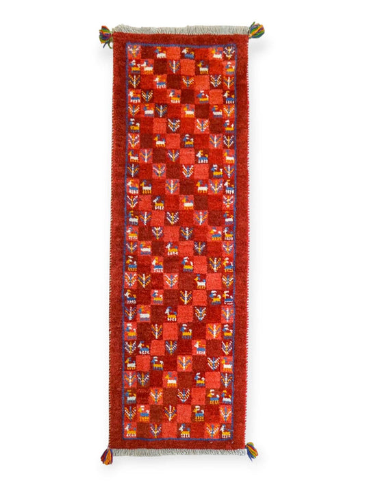  145×50cm ペルシャ絨毯 手織りギャッベ アマレ族　ランナー
