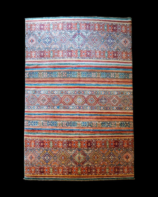  アフガニスタン ガズニーウール 絨毯 206×145cm　トライバルラグ