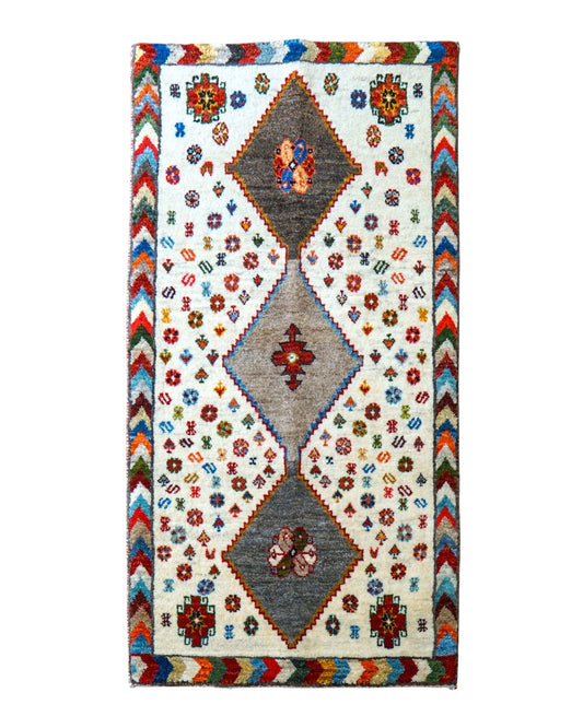  136×74cm 手織り ペルシャ 絨毯 カシュクリギャッベ
