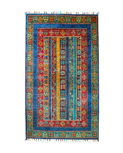  アフガニスタン ガズニ産 手織り絨毯 128×81cm｜手紡ぎウール