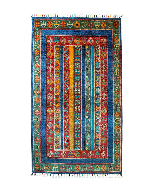  アフガニスタン ガズニ産 手織り絨毯 128×81cm｜手紡ぎウール