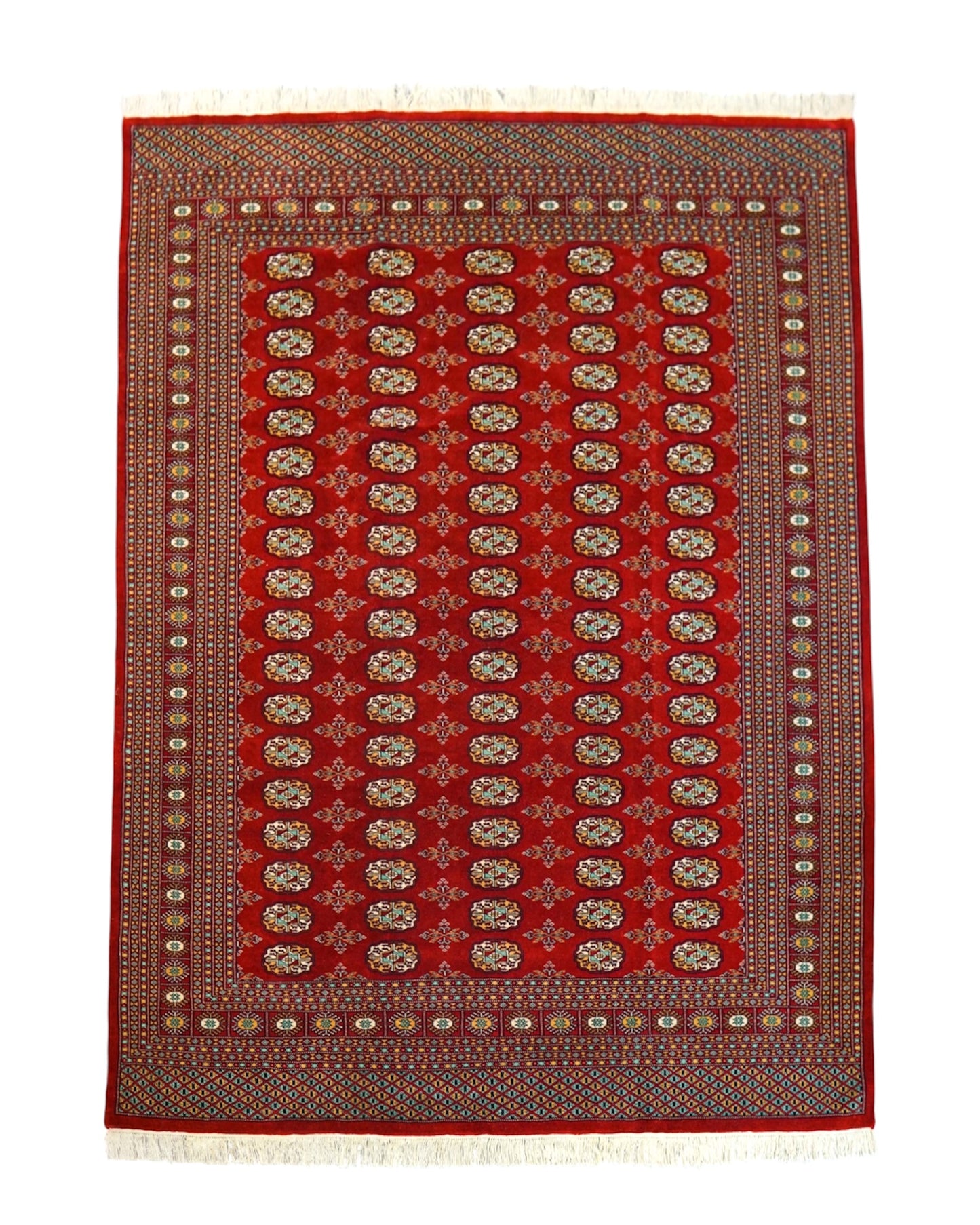  パキスタン手織り絨毯 ボハララグ 254×206cm｜上質ニュージーランド産メリノウール・ボハラ柄