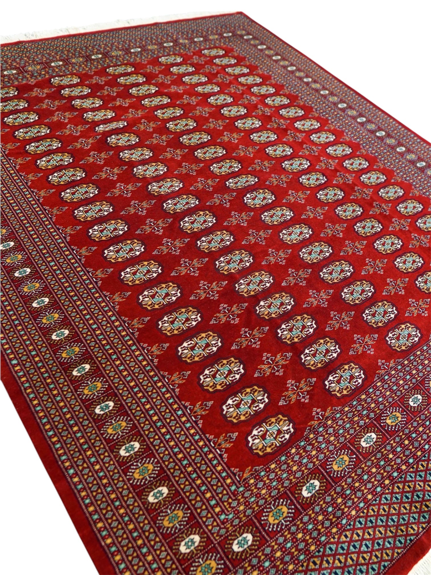  パキスタン手織り絨毯 ボハララグ 254×206cm｜上質ニュージーランド産メリノウール・ボハラ柄