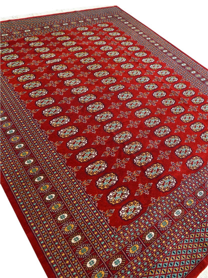  パキスタン手織り絨毯 ボハララグ 254×206cm｜上質ニュージーランド産メリノウール・ボハラ柄
