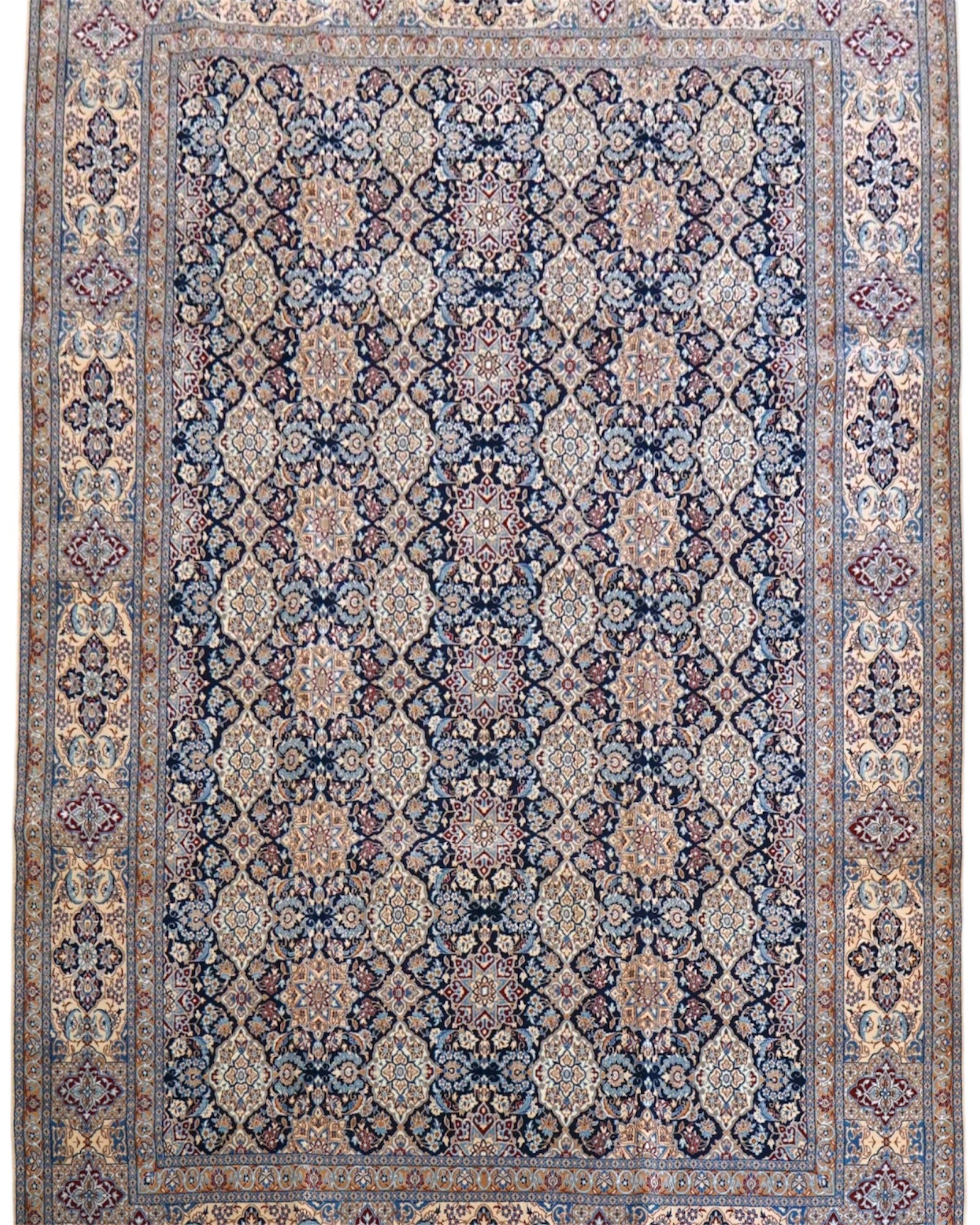 ペルシャ絨毯 ナイン産 4LA 293×209cm｜シャー・アッバース文様 手織り絨毯 コルクウール＆シルク