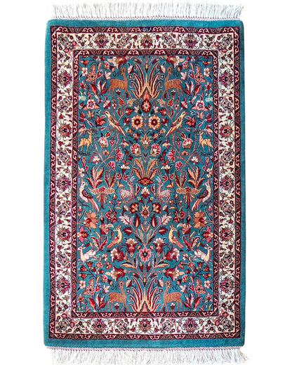  ペルシャ絨毯 アフシャル・ビジャー (afshar bijar) 130×84cm モハマドイアン工房 シカールガー（shikargah） 手織り ウール＆シルク