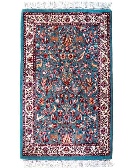  ペルシャ絨毯 アフシャル・ビジャー (afshar bijar) 130×84cm モハマドイアン工房 シカールガー（shikargah） 手織り ウール＆シルク