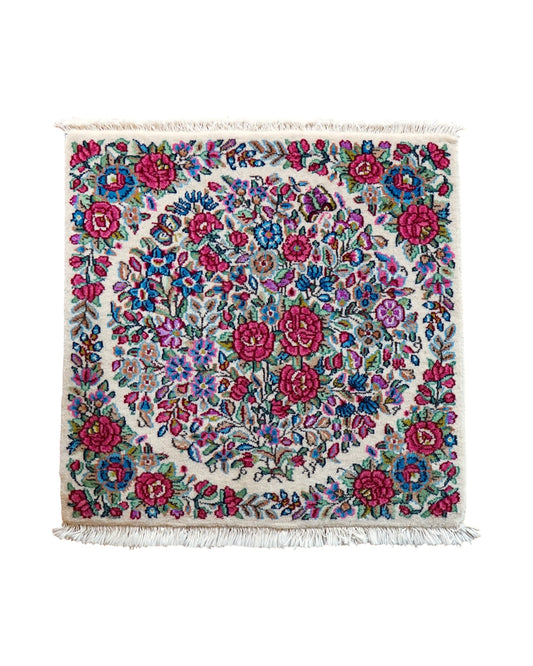  ペルシャ手織り絨毯 ケルマン産 55×55cm｜草木染めウール