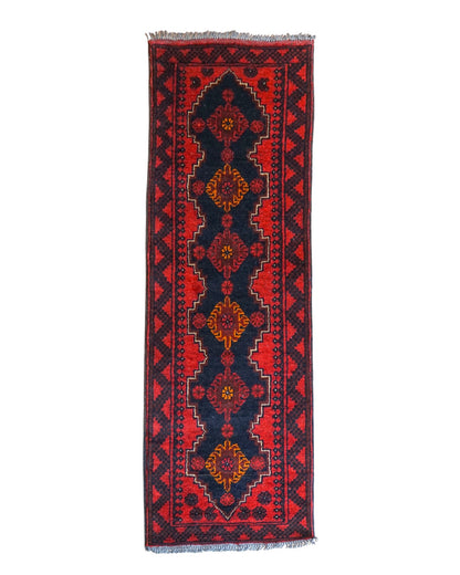  ペルシャ手織り絨毯 バルーチ ヴィンテージ 145×51cm｜トライバルラグ ランナー 廊下敷き