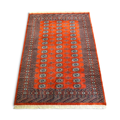  パキスタン手織り絨毯 ボハラ柄・トルクメンデザイン 203×143cm｜メリノウール
