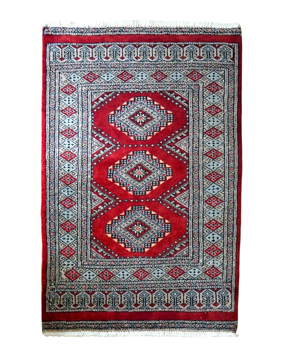  パキスタン手織り絨毯 90×61cm 　トライバル, 玄関マット