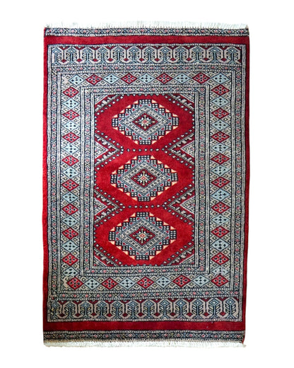  パキスタン手織り絨毯 90×61cm 　トライバル, 玄関マット