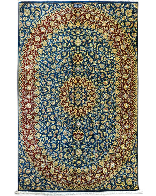  ペルシャ絨毯 クム産 シルク100％ 114×75cm  ラジョルヂ工房