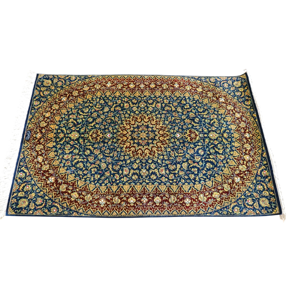  ペルシャ絨毯 クム産 シルク100％ 114×75cm  ラジョルヂ工房