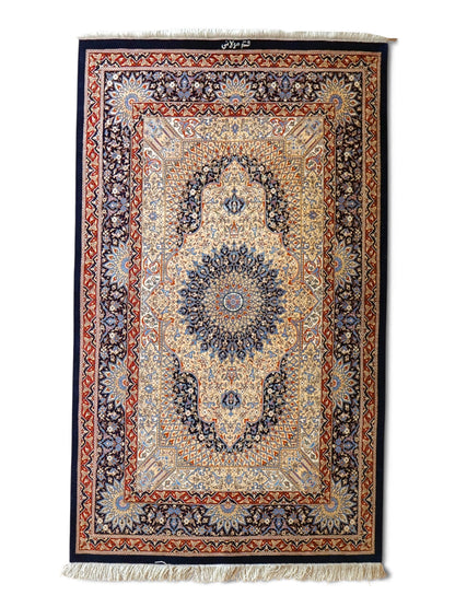  ペルシャ絨毯 クム産 シルク100％ モラー工房 120×78cm
