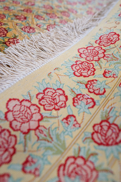 150×100cm　【ペルシャ手織りクム産のシルク100%絨毯】証明書付 Decorworks