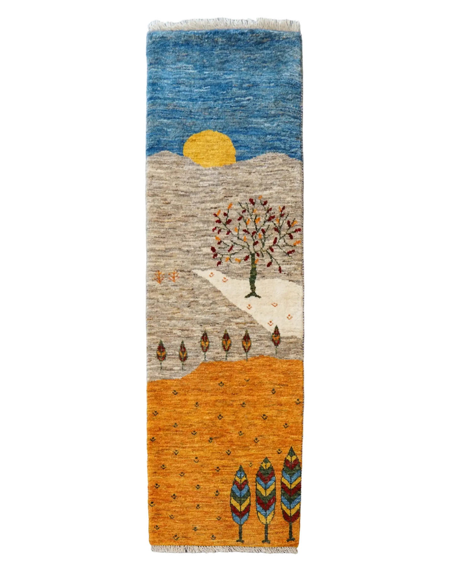 148×49cm【ペルシャ手織りカシュクリギャッベ] リズ バフト ギャッベ 手織り絨毯 Decorworks