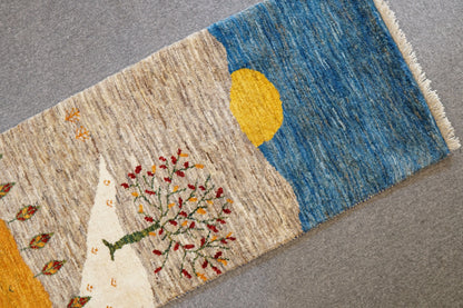 148×49cm【ペルシャ手織りカシュクリギャッベ] リズ バフト ギャッベ 手織り絨毯 Decorworks