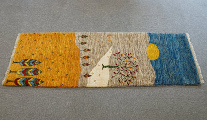 148×49cm【ペルシャ手織りカシュクリギャッベ] リズ バフト ギャッベ 手織り絨毯 Decorworks