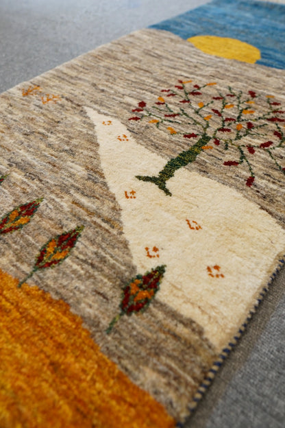 148×49cm【ペルシャ手織りカシュクリギャッベ] リズ バフト ギャッベ 手織り絨毯 Decorworks