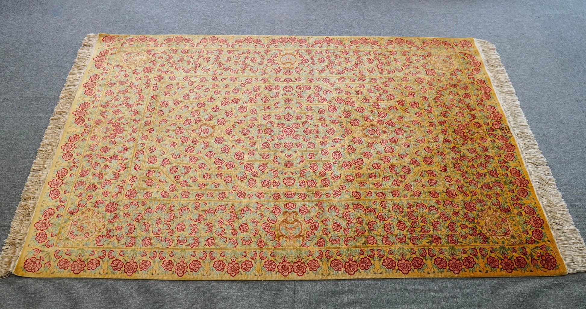 150×100cm　【ペルシャ手織りクム産のシルク100%絨毯】証明書付 Decorworks