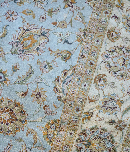  手織りチョビオリエンタルラグ グレー 376×278cm