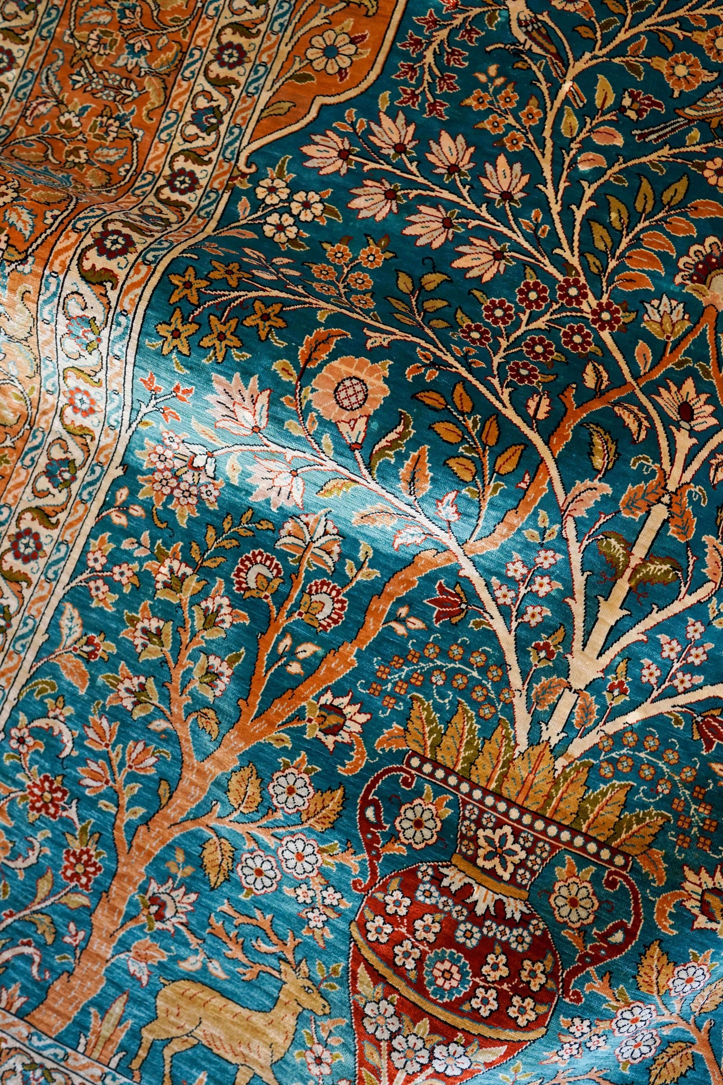  トルコ・ヘレケ シルク手織り絨毯 140×102cm｜1970年代 ヴィンテージ ラグ　Turkish Ozipek hereke