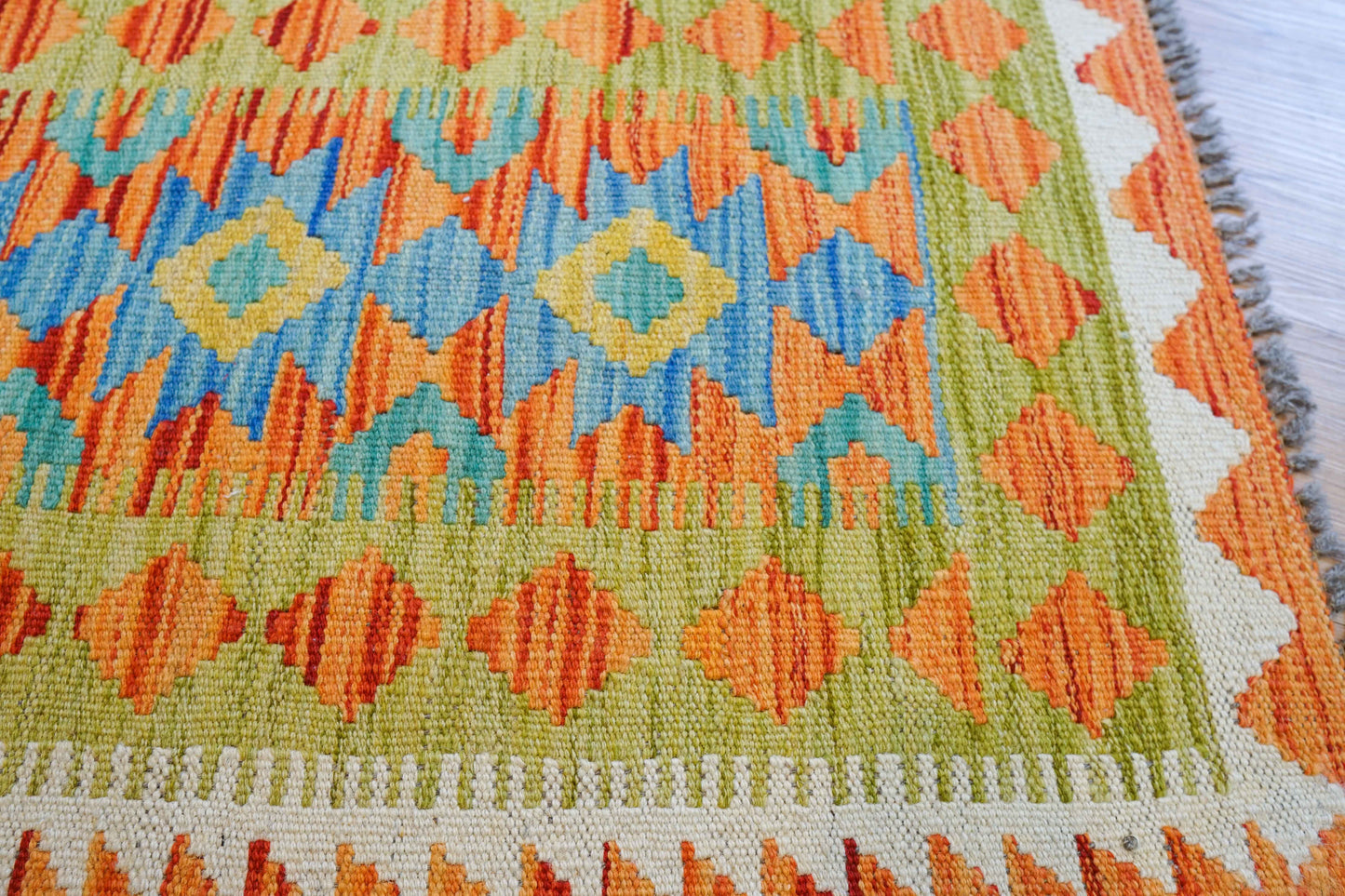  90×57cm アフガニスタン手織りキリム