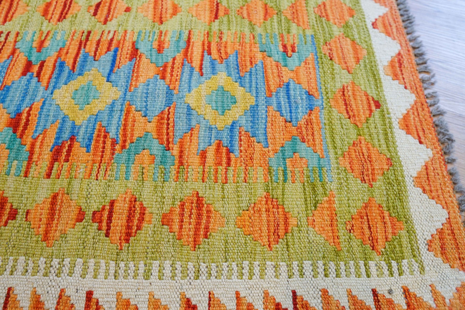  90×57cm アフガニスタン手織りキリム