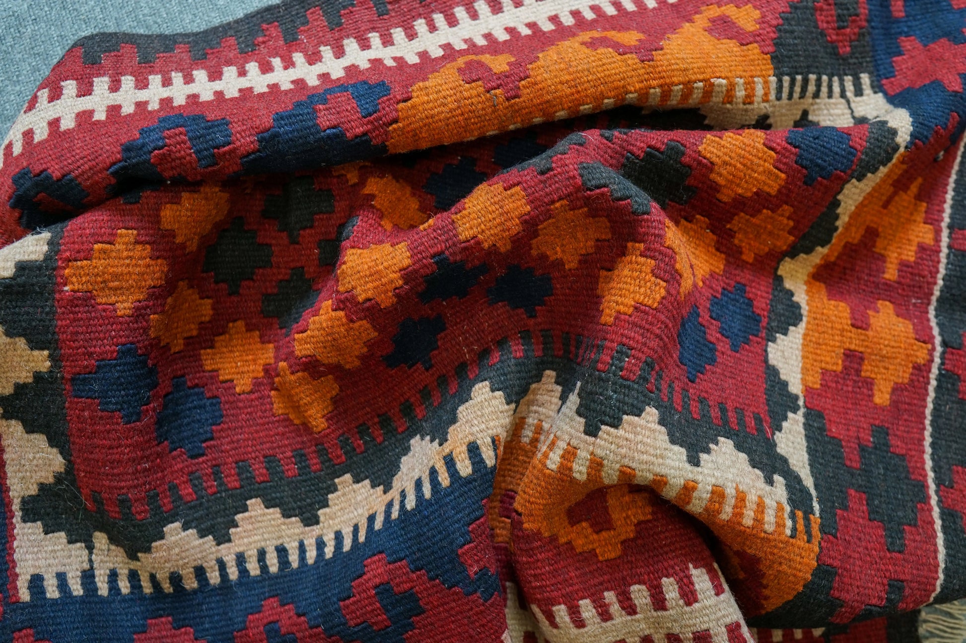 97×76㎝ アフガニスタン手織りキリム トライバルラグ 手織り 絨毯 Decorworks
