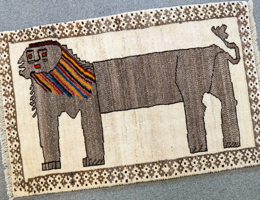 97×63cm  ペルシャ手織り絨毯 ギャッベ   カシュクリ Decorworks