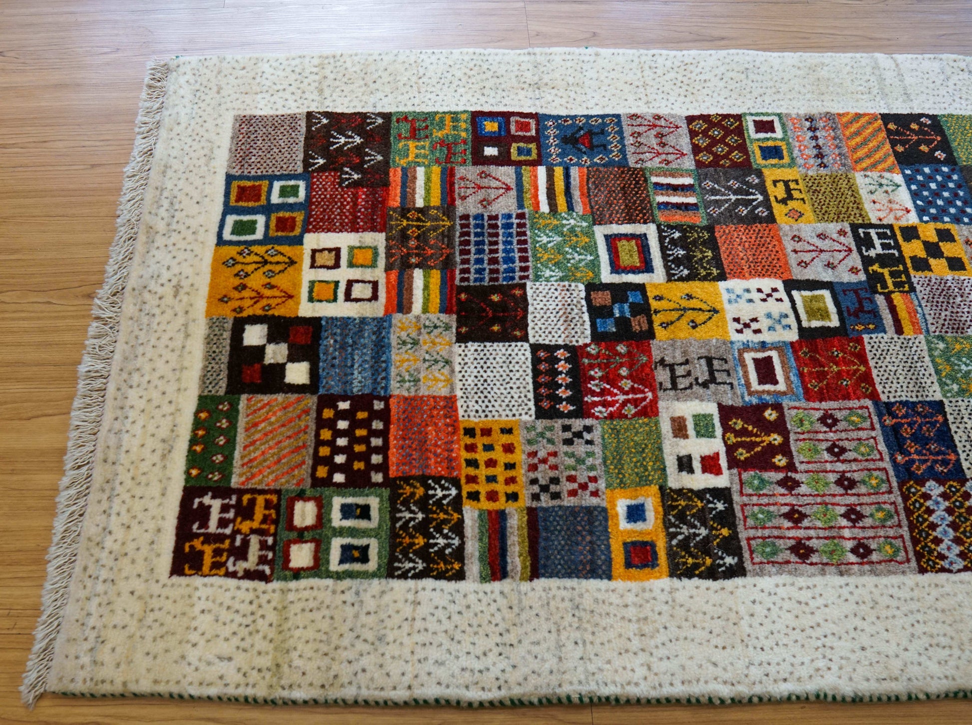  ペルシャ絨毯 カシュクリ ギャッベ リズバフトギヤべ 130×85cm