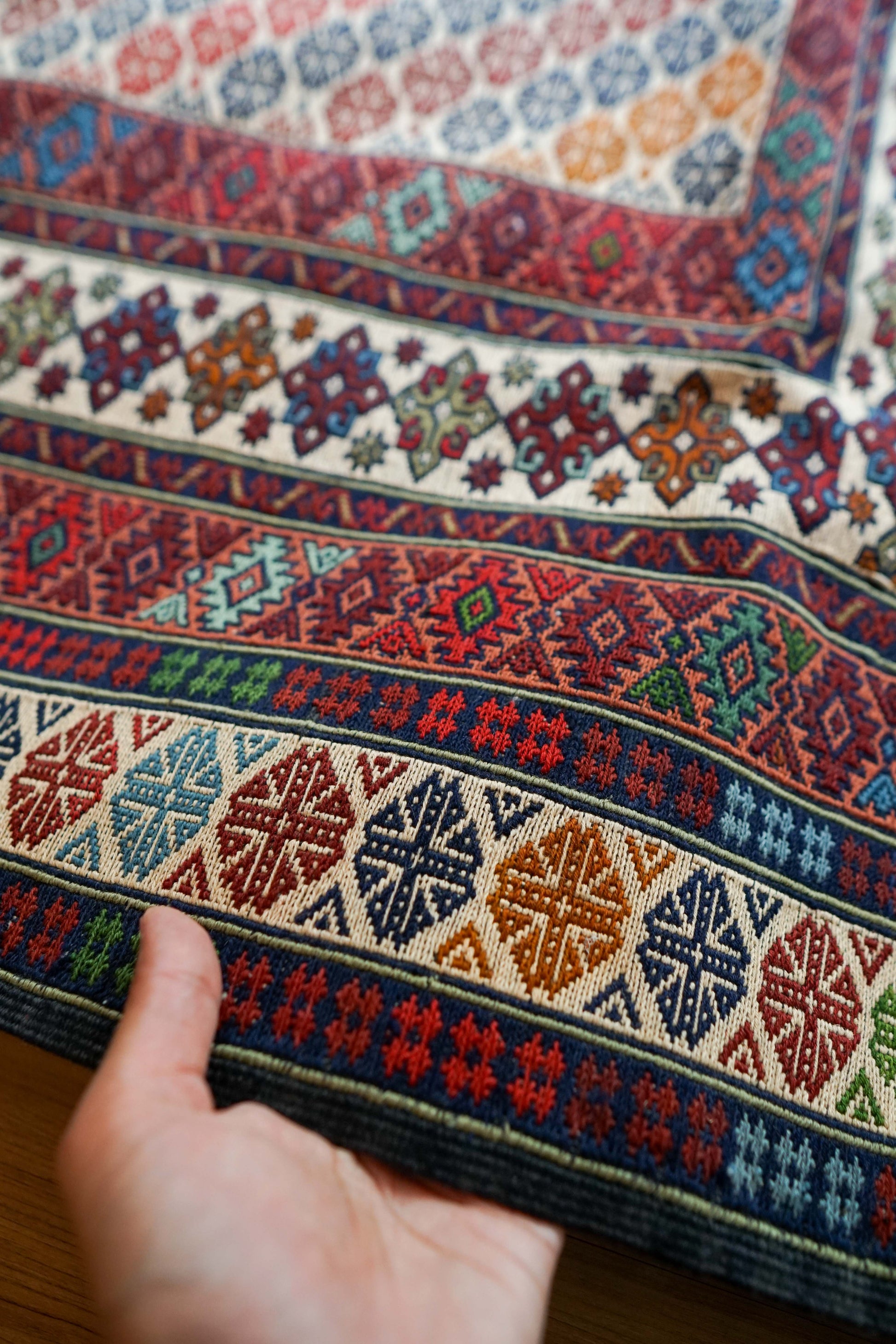 ペルシャ手織りキリム 200×125cm｜伝統トライバルラグ 平織りラグ ウール100％