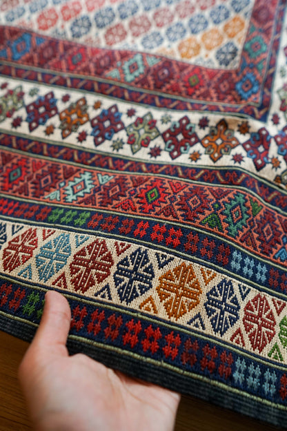  ペルシャ手織りキリム 200×125cm｜伝統トライバルラグ 平織りラグ ウール100％